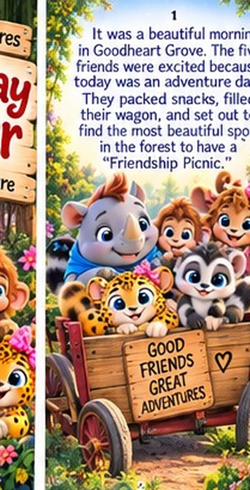 The Goodheart Grove friends riding together in a wagon